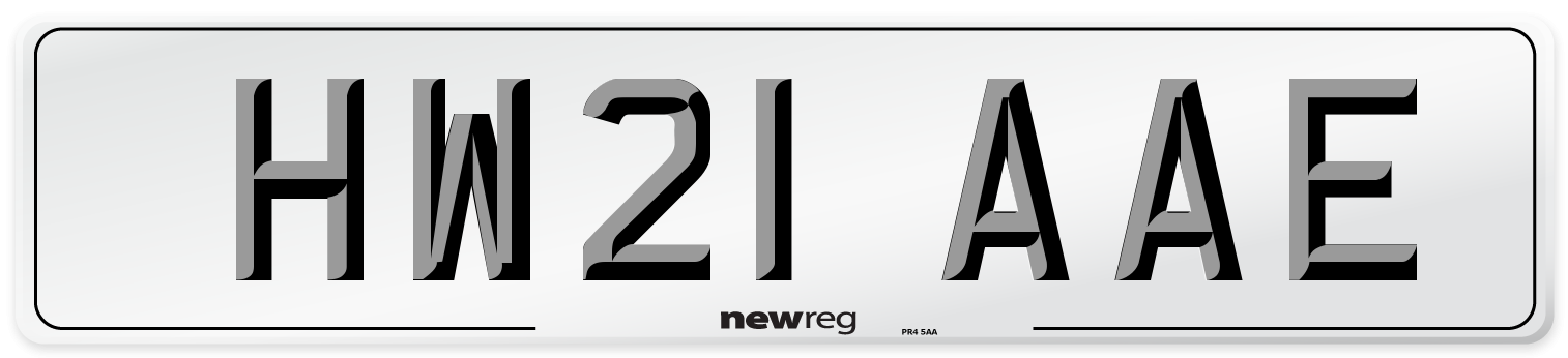 HW21 AAE Number Plate from New Reg